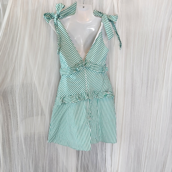 BCBGeneration striped green and white summer dress, size 4. - Picture 2 of 5